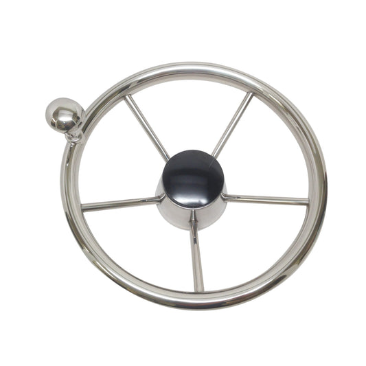 Pactrade Marine Boat 5 Spoke Steering Wheel w/ Turning Knob 13 1/2" Dia Stainless Steel