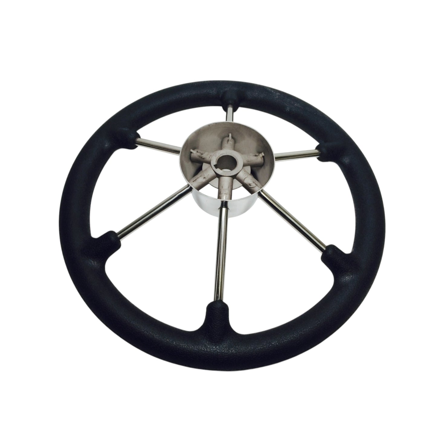 Pactrade Marine Boat SS304 Sterring Wheel with Black Sleeve 6 Spoke 15 1/2"