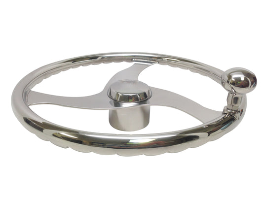 Pactrade Marine Boat Stainless Steel Steering Wheel With Power Knob Comfort Grip, 15.5" D