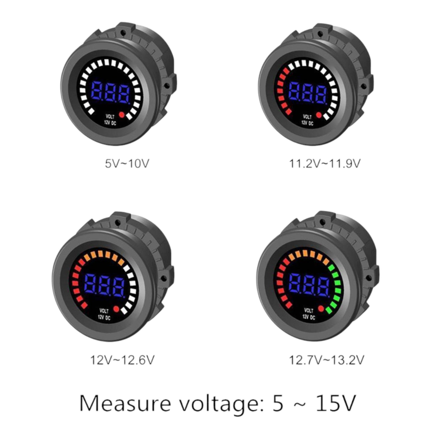 Pactrade Marine Boat Car RV Motorcycle LED Mini Digital Display Voltmeter Waterproof Meter 12V