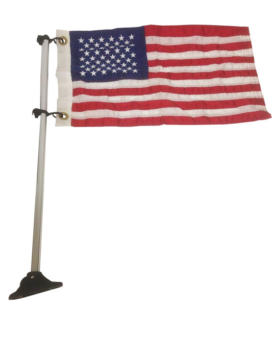 Pontoon Flag Pole Socket w/ American USA Flag 24" Long Adjustable