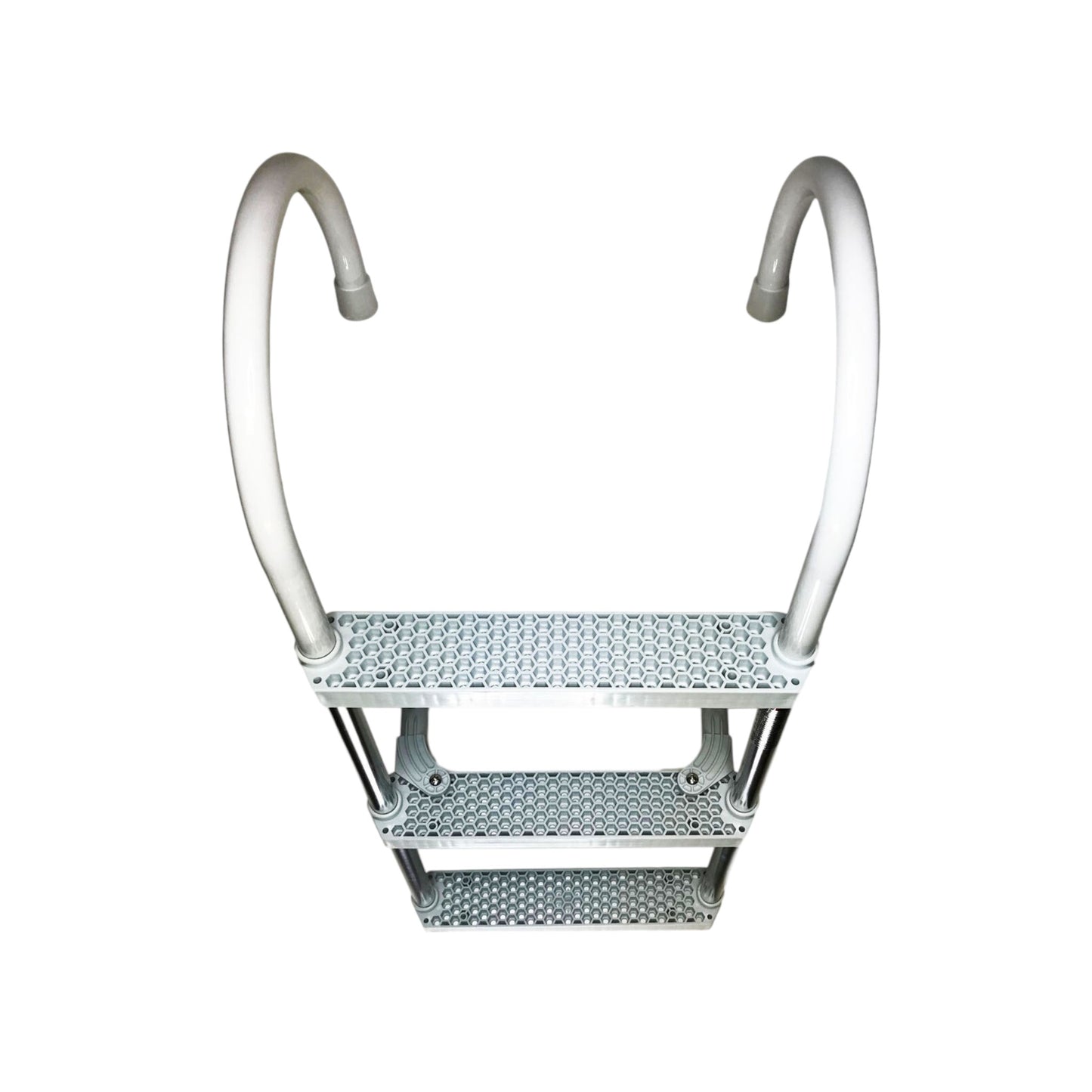 Pactrade Marine Boat Aluminum White Polyethylene Swim Boarding 3 Steps Ladder Hook 35X15"