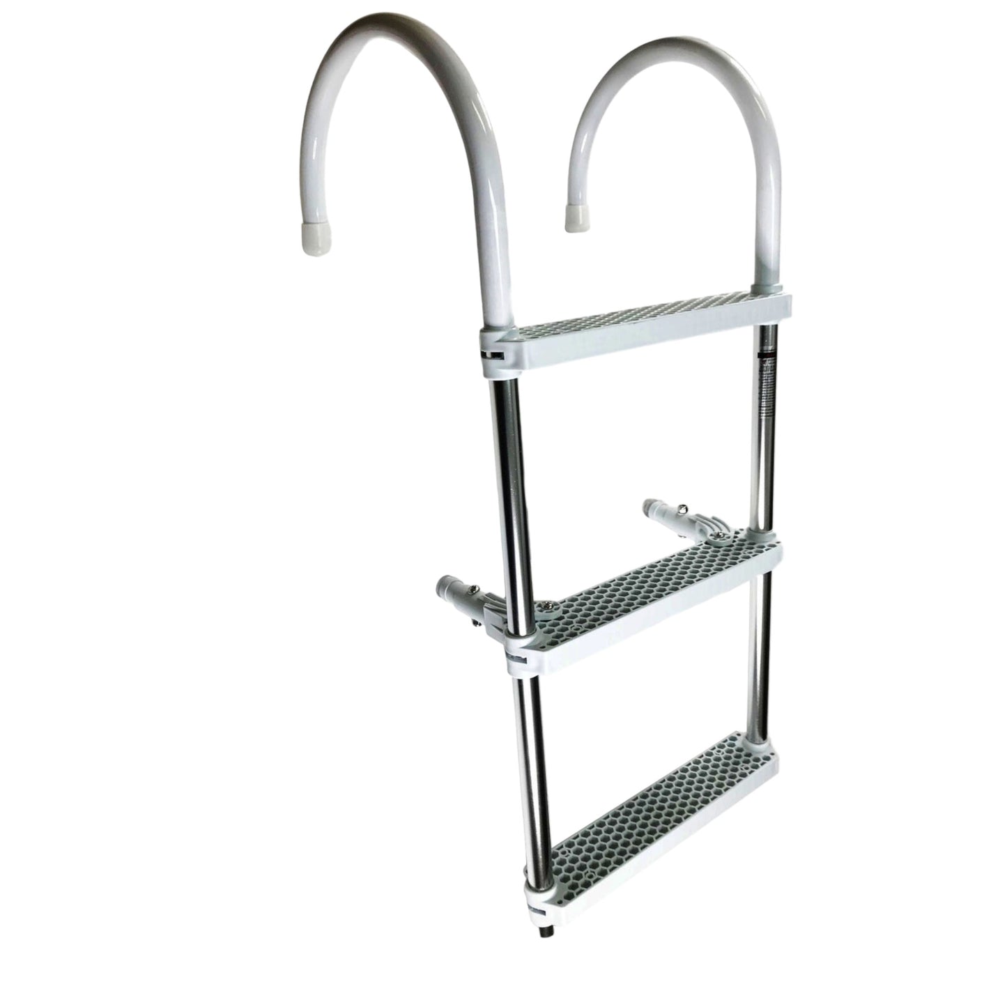 Pactrade Marine Boat Aluminum White Polyethylene Swim Boarding 3 Steps Ladder Hook 35X15"