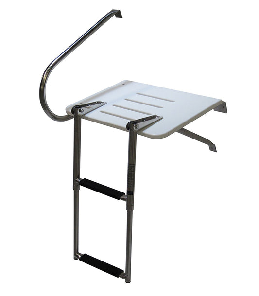 Pactrade Marine Boat Universal Swim Over Platform Mount Telescopic Ladder, 2 Step in/Outboard One Rail