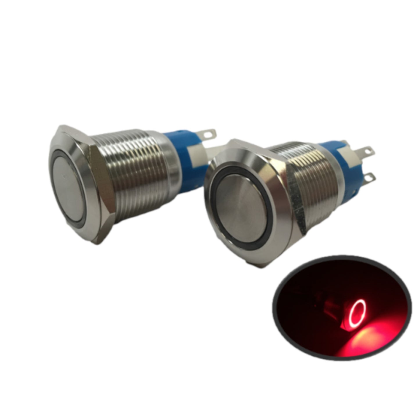 2 of Pactrade Marine Boat SS304 Red LED 12V 5A Flush Light On-Off Push Switch Ring Button