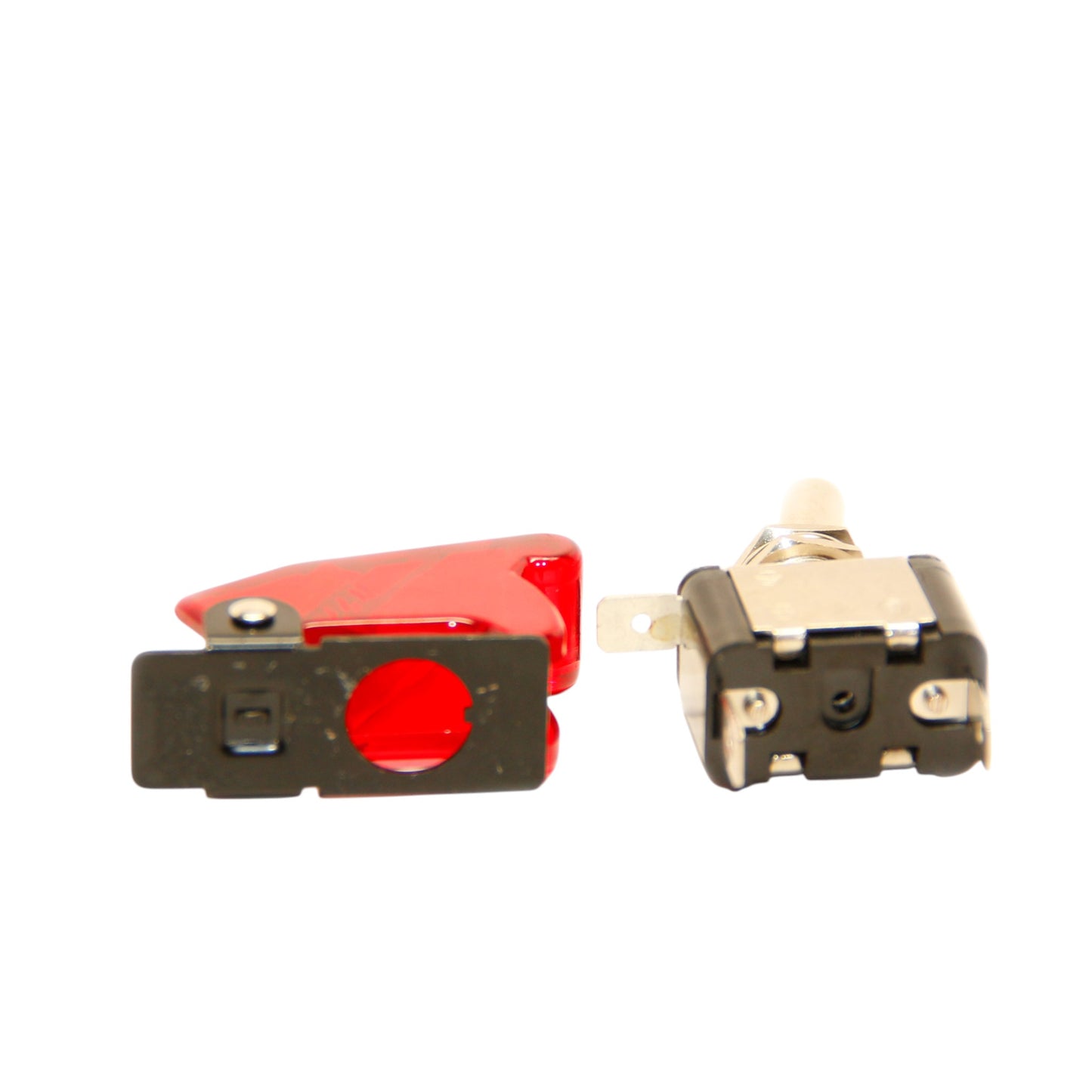 Pactrade Marine Red LED Dot Toggle Switch, Red Safety Switch Flip Cap Cover X5