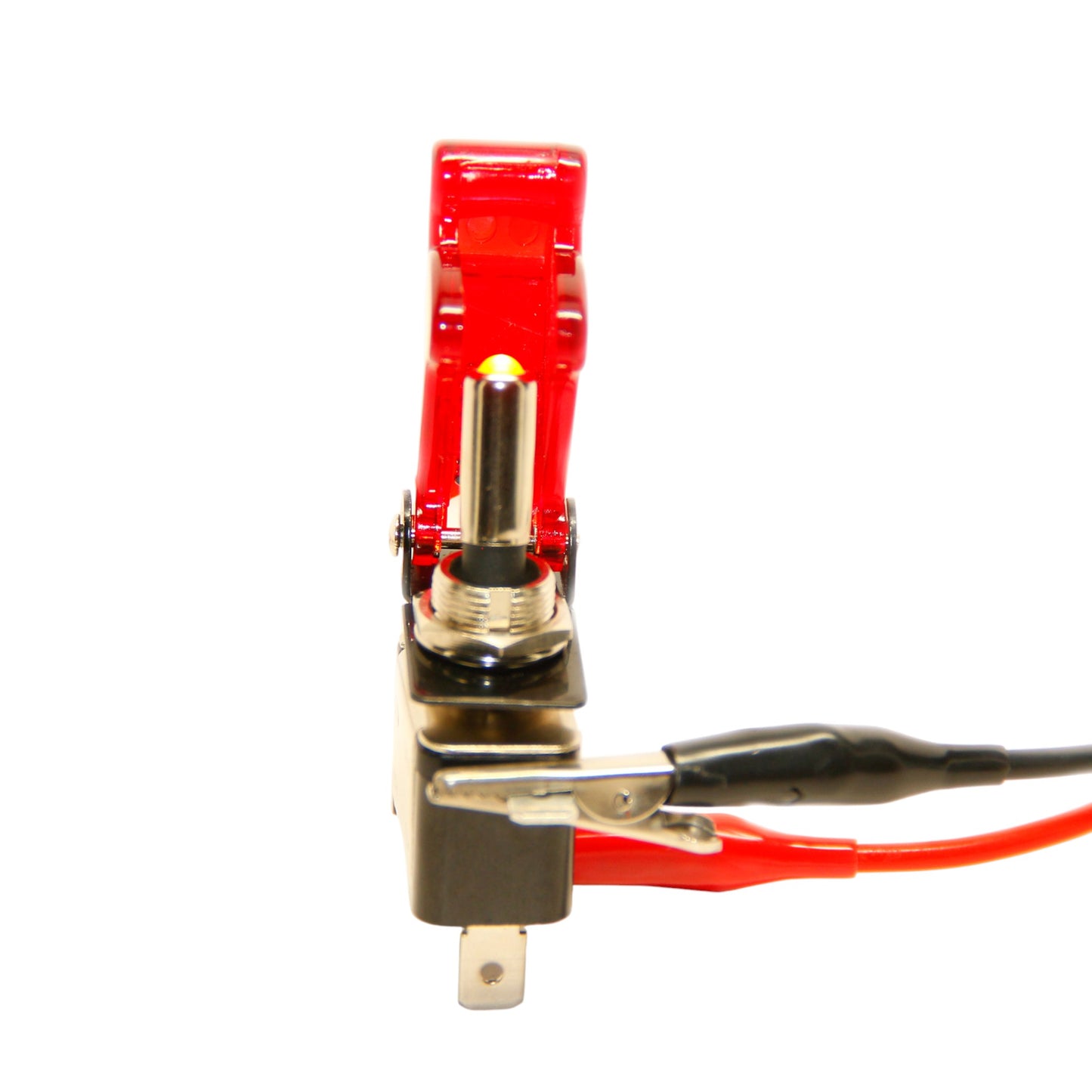 Pactrade Marine Red LED Dot Toggle Switch, Red Safety Switch Flip Cap Cover X5