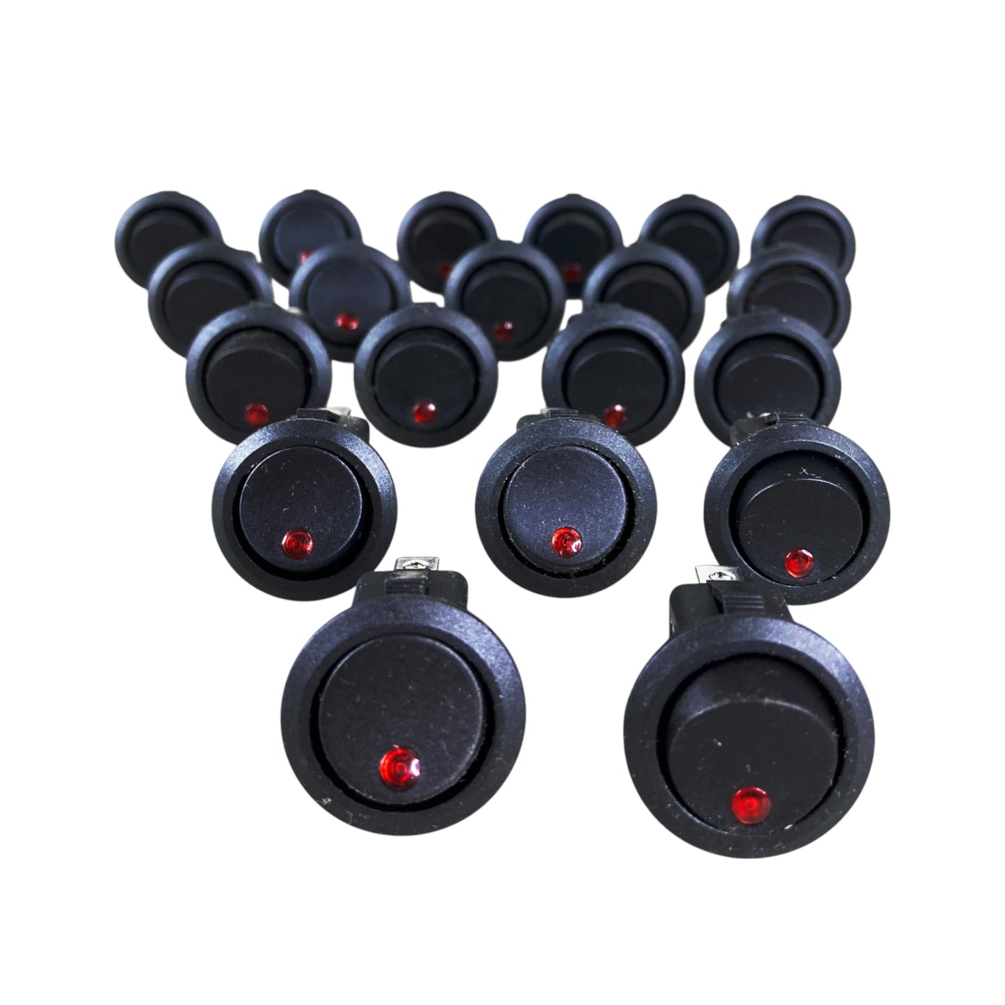 Pactrade Marine 20pcs Automotive Car Round Red Dot LED Rocker Switch SPST On/Off