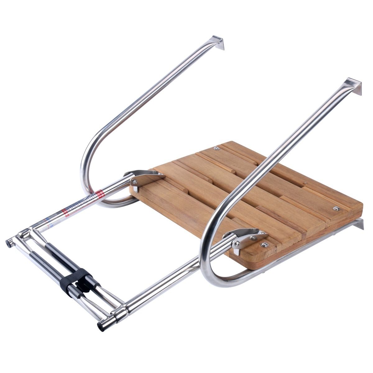 Pactrade Marine Platform Ladder, Stainless Steel Inboard Teak