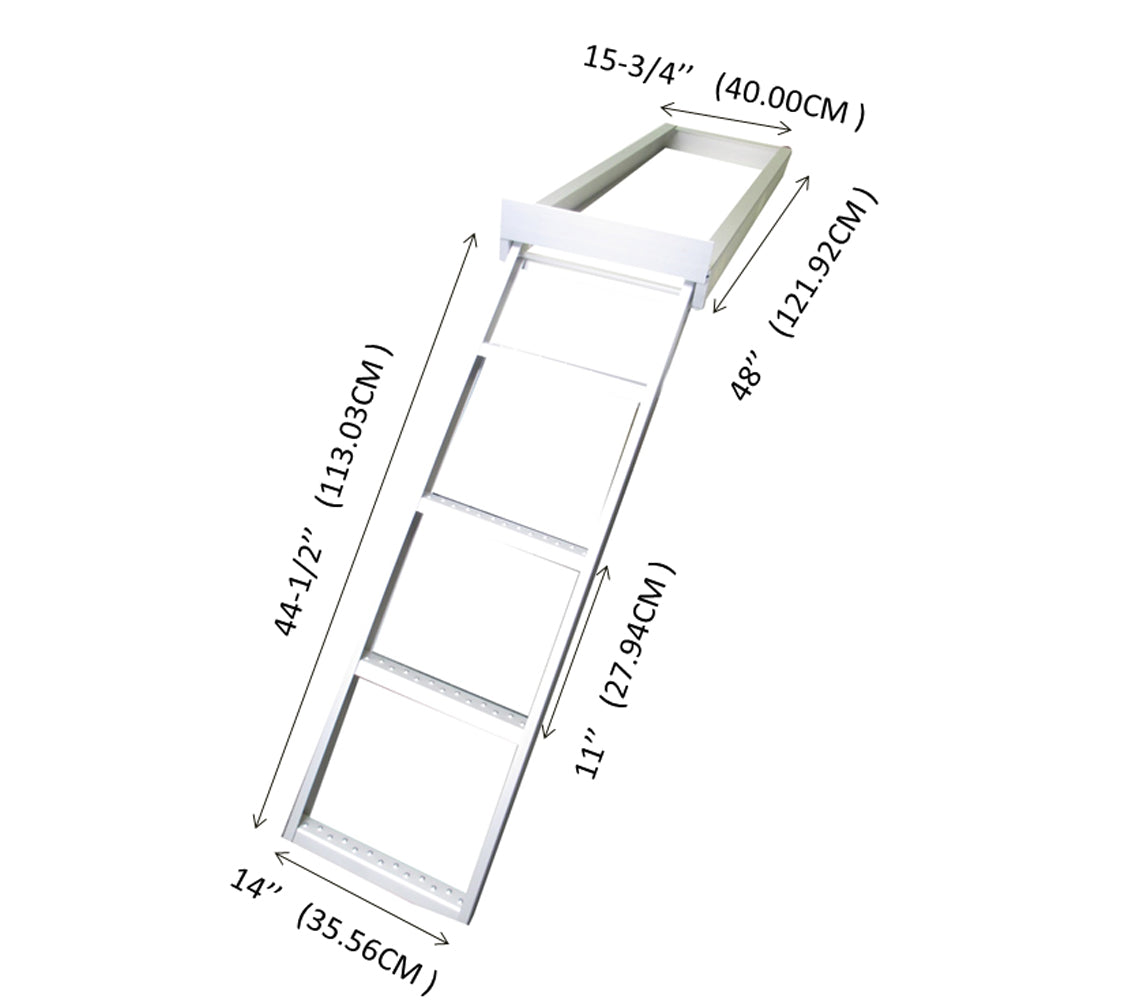 Pactrade Marine Pontoon Boat Under Deck 4 Step Flat Front Ladder Anodized Aluminum Capacity 300lbs Self Store