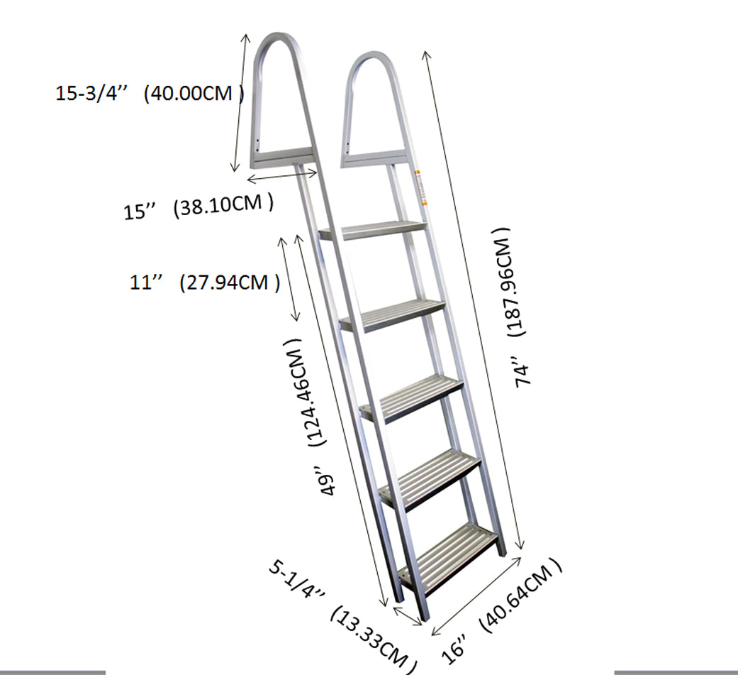 Pactrade Marine Pontoon Boat 5 Step Dock Ladder Aluminum Removable Boarding Ladder Capacity 300lbs 