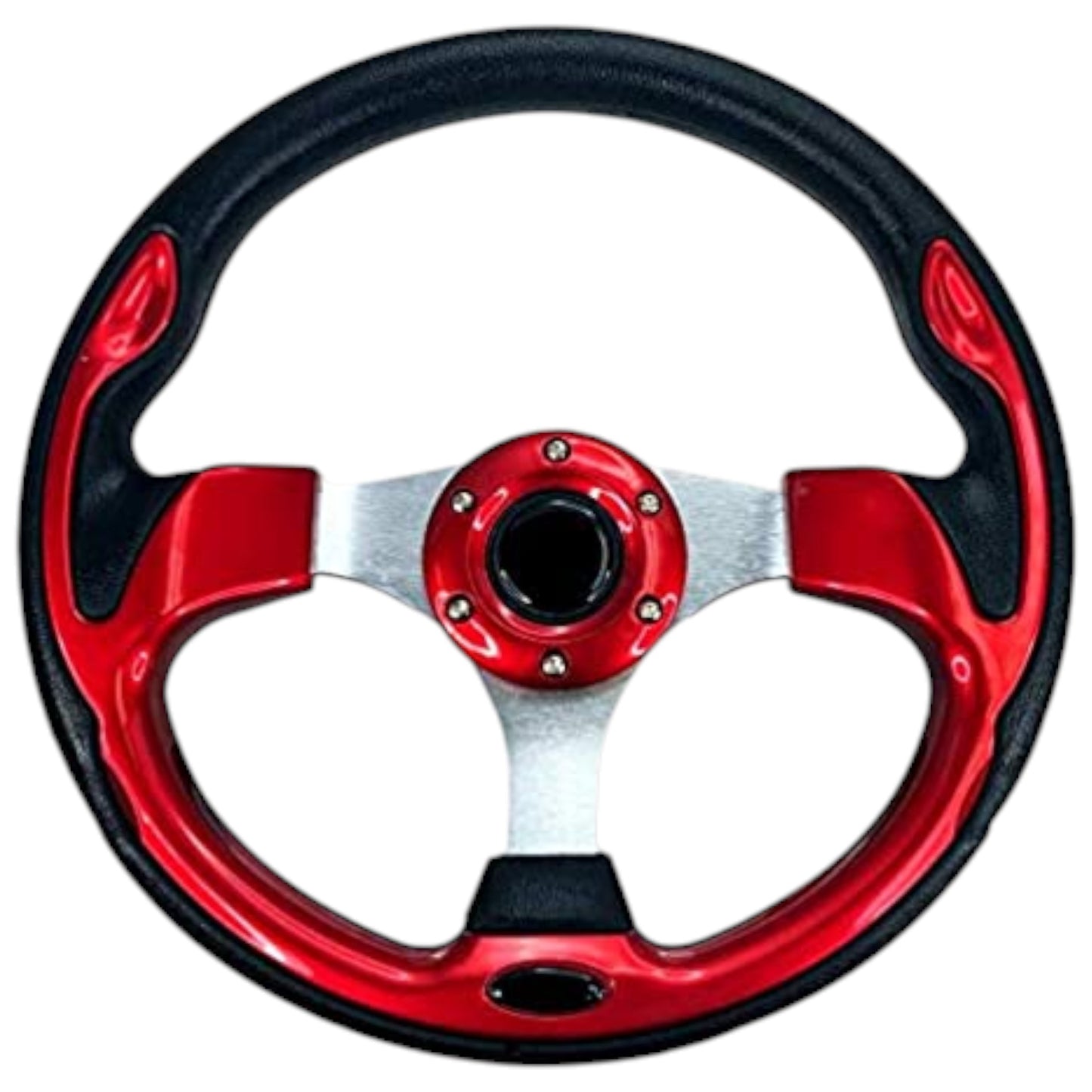 Pactrade Marine Auto Car Club Golf Cart Steering Wheel Grip Horn Cap Polyurethane (PU) Sleeves 12.5"(320mm) Diameter Aluminum Spokes Fit Ezgo Yamaha 6-Hole Universal Pattern Hub No Adapter (Red)