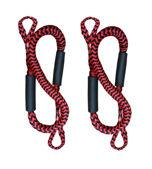 Pactrade Marine Bungee 2 Pieces Dock Line, Elastic Mooring Rope, Morring Rope for Docking 3ft EVA Foam Floats for Boats PWC Kayak Jet Ski (Red/Black)