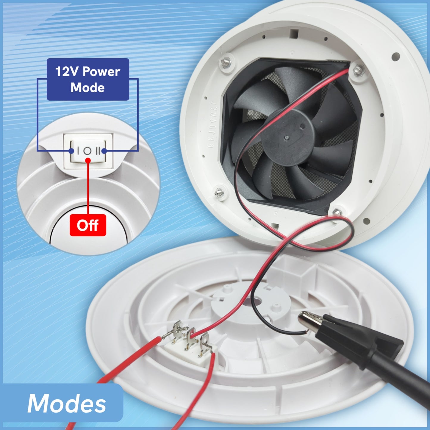 Pactrade Marine RV Vent Fan - 12V Fan for RV, Shed, Trailer, Camper, More | RV Ceiling Vent/Trailer Roof Vent for Odor & Moisture Control | Quiet, Weatherproof, Easy Install RV Exhaust Fan Replacement