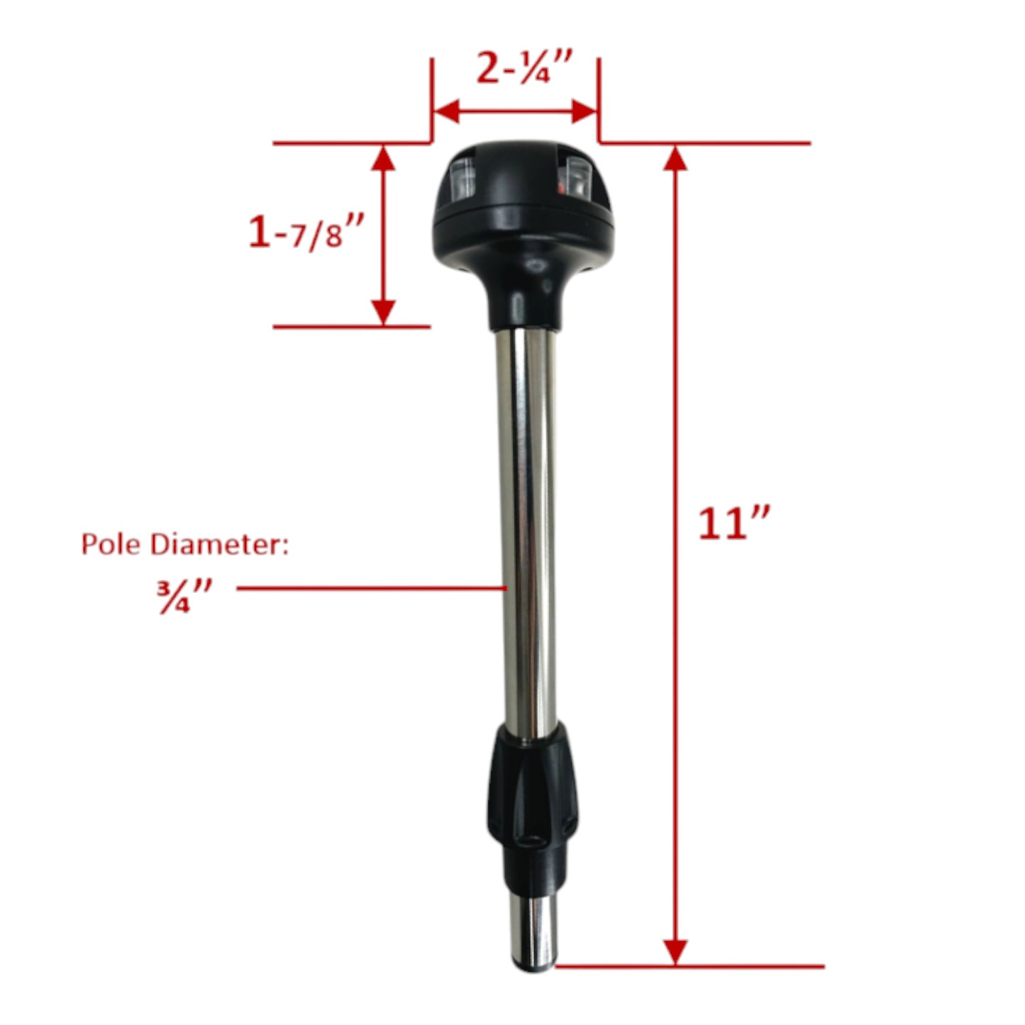 Pactrade Marine Boat Combination Navigation Light Black Housing Stainless Steel 304 Pole Universal Fit Locking Collar Green Red LED 2NM 12VDC IP:65 CE RoHS Certified 11" (3-Color (Green, Red & White))
