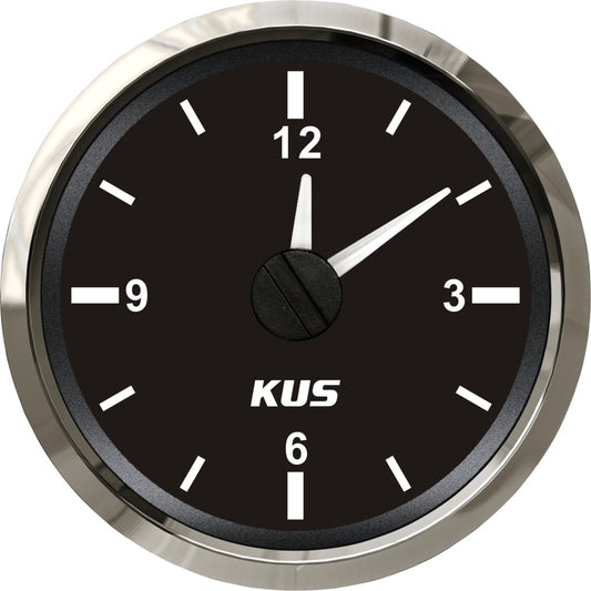 Pactrade Marine KUS Boat Marine Car RV Truck Hour Quartz Clock Gauge Dial 12 Hour 12V/24V