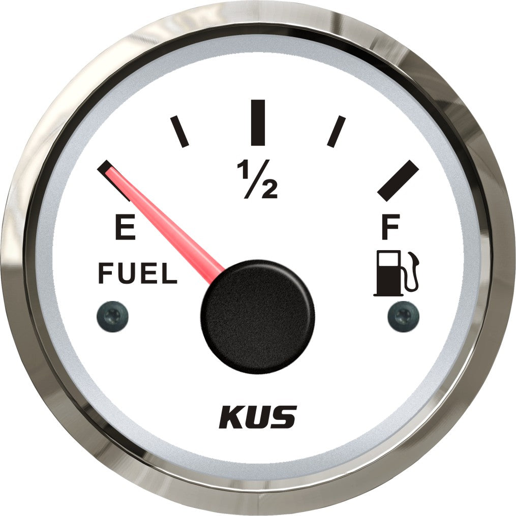 Pactrade Marine Boat KUS Analog Fuel Oil Tank Level Gauge Indicator 2'' 12V/24V 52mm 240-33ohms SS316 Bezel