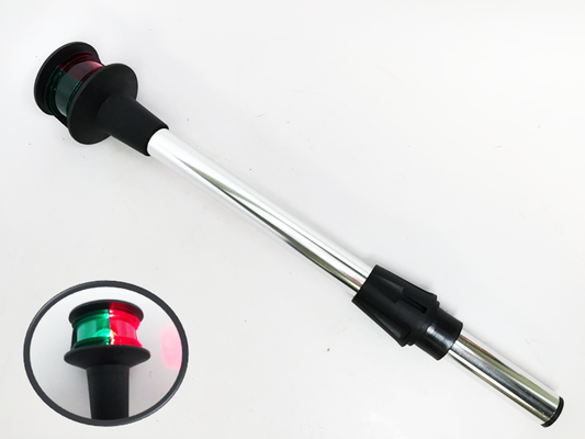 MARINE BOAT NAVIGATION RED GREEN BICOLOR 13-1/2" PLUG IN BOW LIGHT ALUMINUM POST