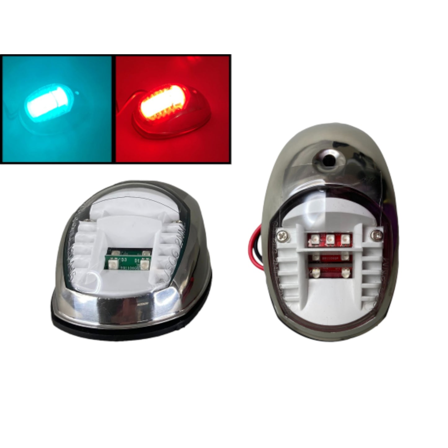 Pactrade Marine Boat SS304 Green Starboard Red Port LED Navigation Light Side Mount