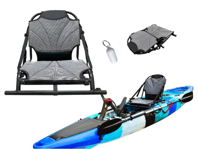 Pactrade Marine Adjustable Straps Black Gray Textilene Mesh Fabric Upright Deluxe Lightweight Kayak Seat Foldable Canoe Cushion Aluminum Frame Sit On Top Fishing Canoeing Boating Kayaking Rafting