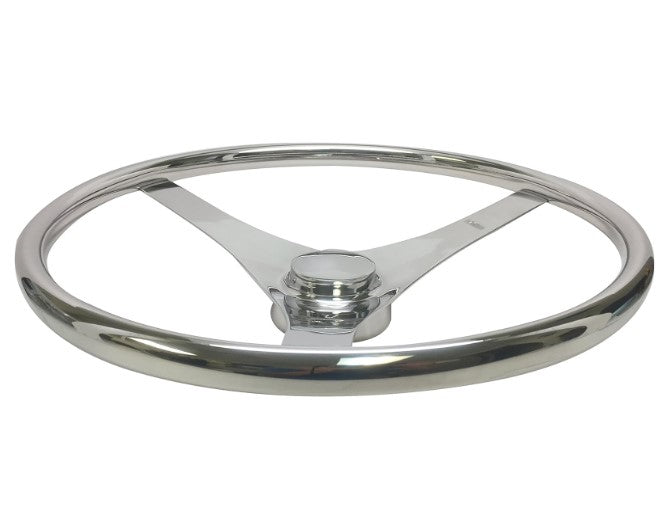 Pactrade Marine Boat Durable 3 Flat Spoke Stainless Steel Sports Steering Wheel, 13-1/2"L