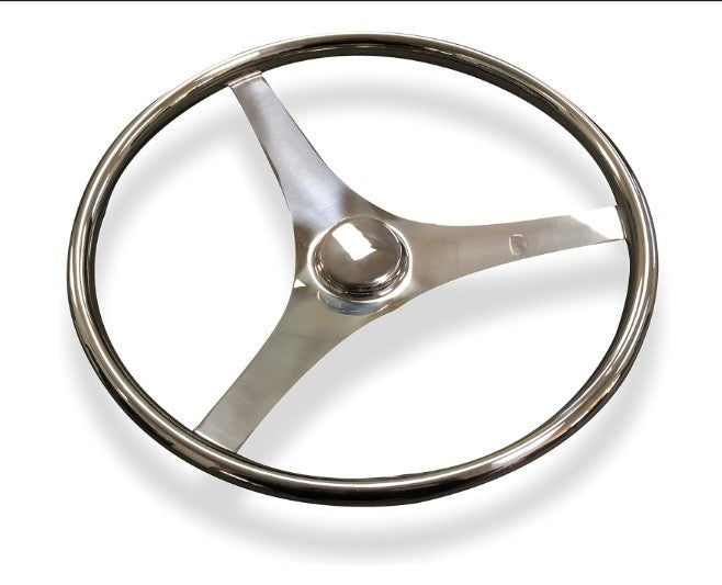 Pactrade Marine Boat Durable 3 Flat Spoke Stainless Steel Sports Steering Wheel, 13-1/2"L