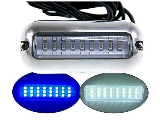 Pactrade Marine Boat Pontoon Blue White 27 LEDs Underwater Light SS316 3-3/4"L