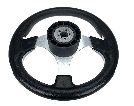 Pactrade Marine Boat Pontoon Non- Magnetic Steering Wheel Aluminum Frame Polyurethane (PU) Sleeves 3 Spokes 12-1/2" Diameter Aluminum Hub with 3/4" Tapered Bore