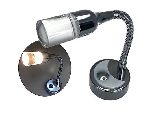 Pactrade Marine Boat RV Auto Goose Neck Warm White LED Adjustable Aluminum Reading Light Touch Switch Non-Magnetic Night Light (Lens Size: Medium)