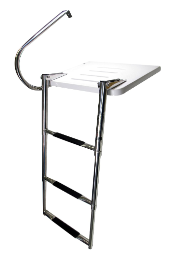 Pactrade Marine Boat Universal Swim Over Platform Mount Telescopic Ladder, 3 Step in/Outboard One Rail