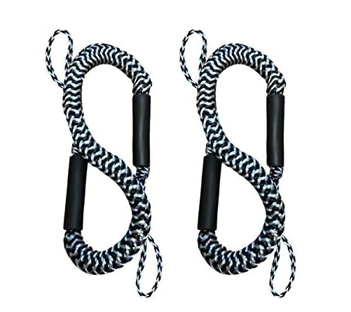 Pactrade Marine Bungee 2 Pieces Dock Line Mooring Rope 3ft EVA Foam Floats (Black & White)