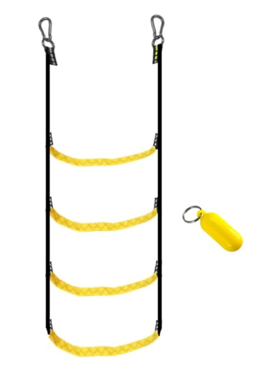 Pactrade Marine Emergency Rope Ladder Keychain Assist Boarding Nylon Foldable for Inflatable Fishing Dinghy Boat Kayak Motorboat Canoeing Sailboat Yacht (4 Steps)