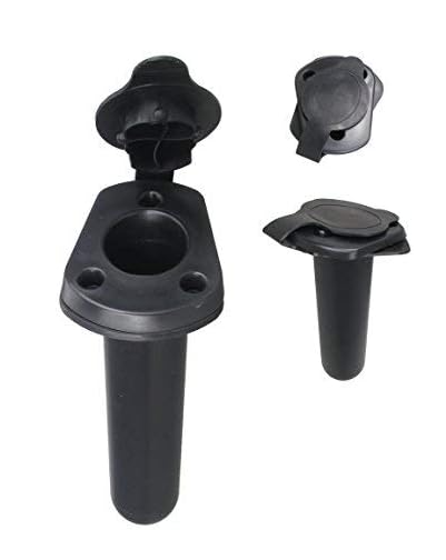 Pactrade Marine Kayak Boat Dinghy Canoe 2 pcs Black Plastic Flush Mount Rod Holder w/Cap