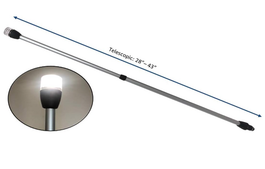 Pactrade Marine LED 28-43" All-Round Long White Stern Light Plugin Aluminum Pole Telescopic