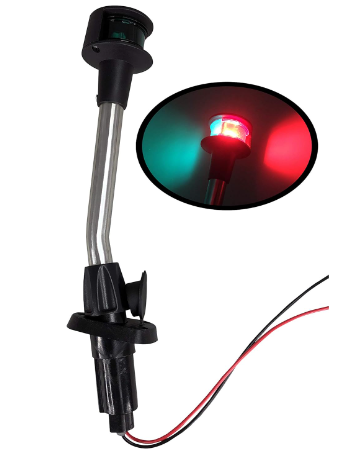 Pactrade Marine Navigation Red Green Angled Pole Bow LED Light 2-Prong Pole Base