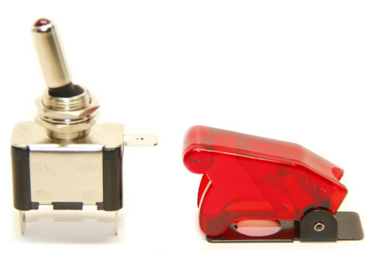 Pactrade Marine Red LED Dot Toggle Switch, Red Safety Switch Flip Cap Cover x2